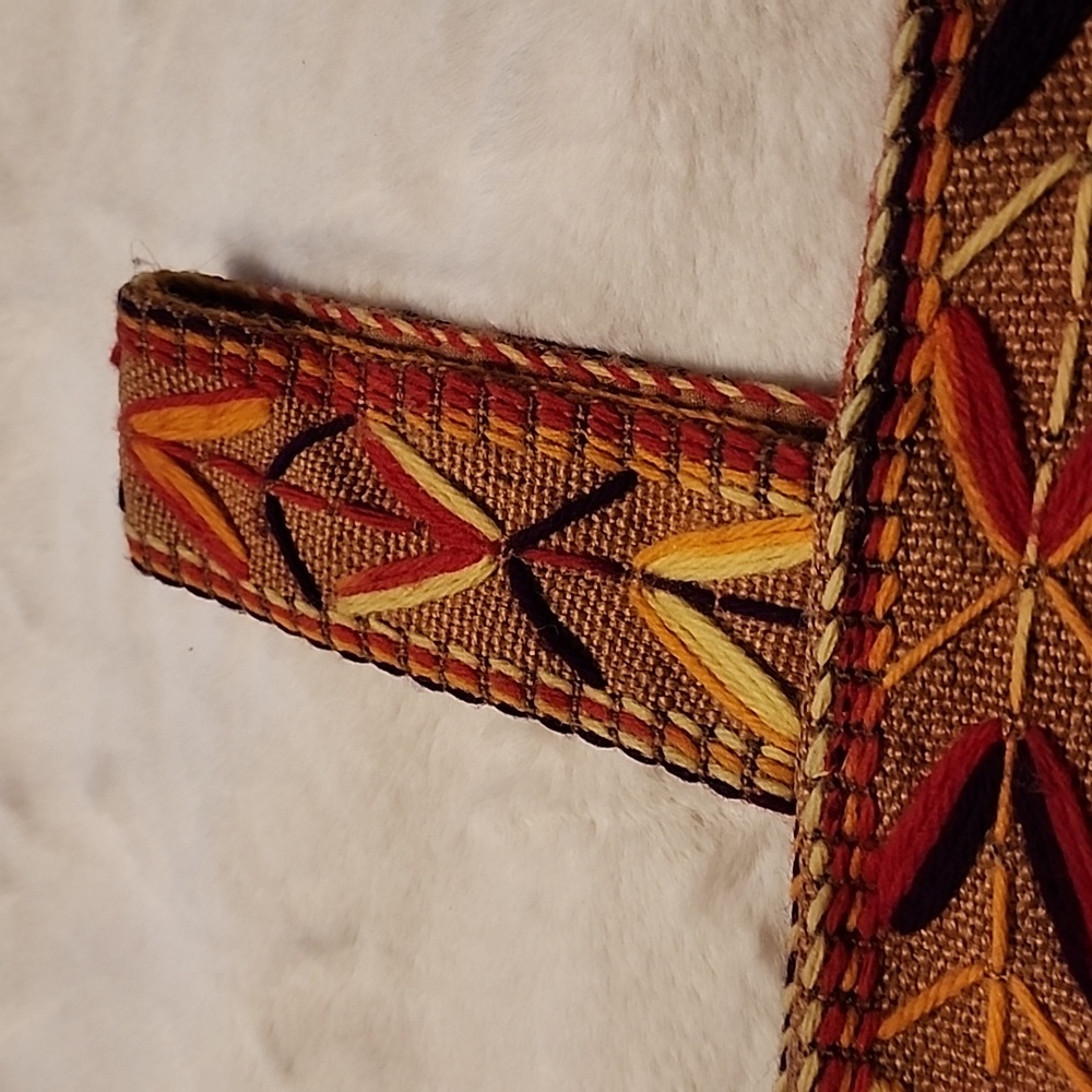 VINTAGE  HANDMADE  👜 HANDBAG BURLAP. - Picture 3 of 6